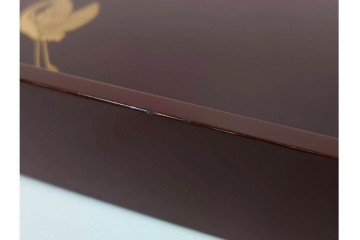 大正から昭和初期　輪島塗　在銘　松喰鶴文の蒔絵が上品な四方盆5点セット　(R-087399)