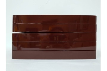 大正から昭和初期　輪島塗　在銘　松喰鶴文の蒔絵が上品な四方盆5点セット　(R-087399)