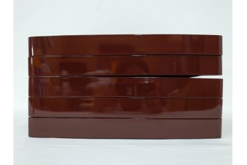 大正から昭和初期　輪島塗　在銘　松喰鶴文の蒔絵が上品な四方盆5点セット　(R-087399)