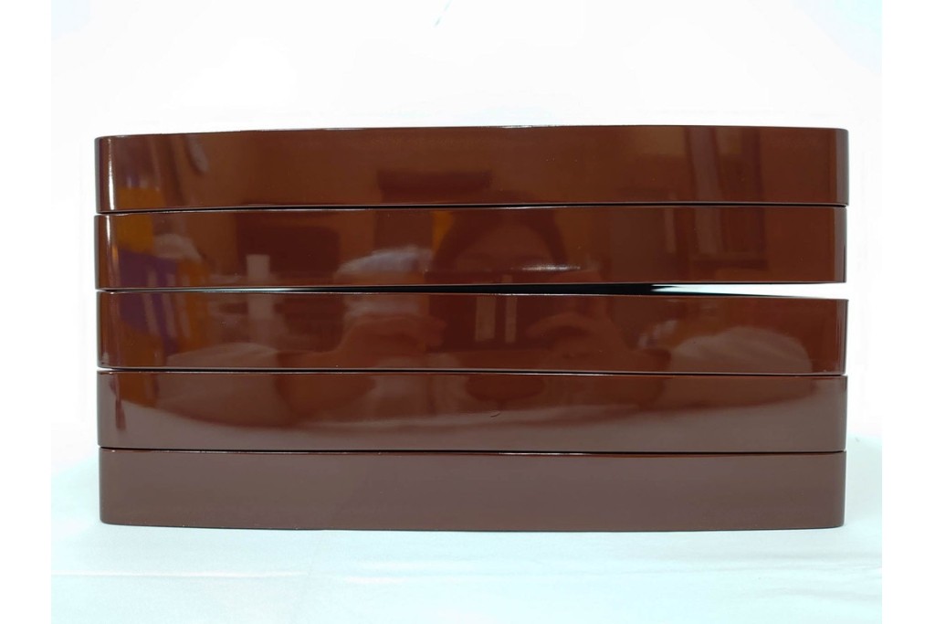 大正から昭和初期　輪島塗　在銘　松喰鶴文の蒔絵が上品な四方盆5点セット　(R-087399)