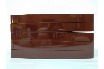 大正から昭和初期　輪島塗　在銘　松喰鶴文の蒔絵が上品な四方盆5点セット　(R-087399)