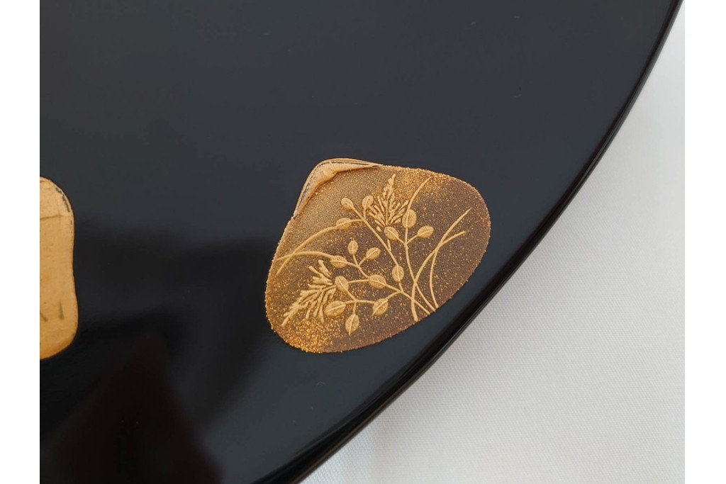 輪島塗　木製　蒔絵が美しい吸物椀(桂月堂)5点・銘々皿(寛山)5点セット　共箱付き　(R-087400)