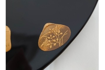 輪島塗　木製　蒔絵が美しい吸物椀(桂月堂)5点・銘々皿(寛山)5点セット　共箱付き　(R-087400)