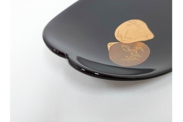 輪島塗　木製　蒔絵が美しい吸物椀(桂月堂)5点・銘々皿(寛山)5点セット　共箱付き　(R-087400)