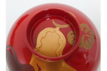 輪島塗　木製　蒔絵が美しい吸物椀(桂月堂)5点・銘々皿(寛山)5点セット　共箱付き　(R-087400)