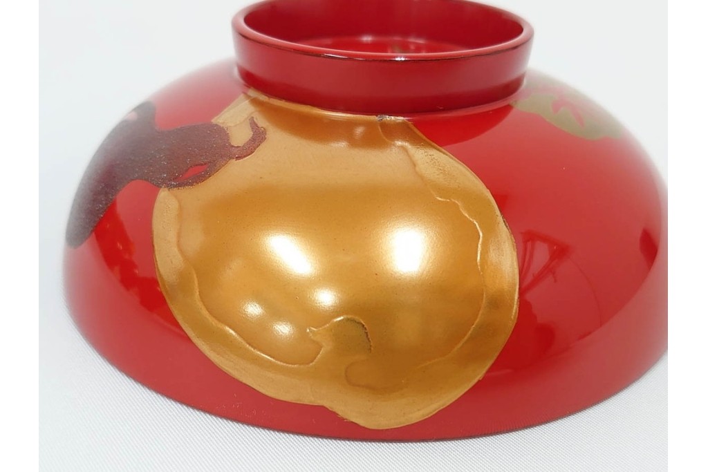 輪島塗　木製　蒔絵が美しい吸物椀(桂月堂)5点・銘々皿(寛山)5点セット　共箱付き　(R-087400)