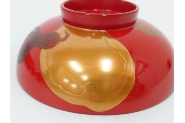 輪島塗　木製　蒔絵が美しい吸物椀(桂月堂)5点・銘々皿(寛山)5点セット　共箱付き　(R-087400)