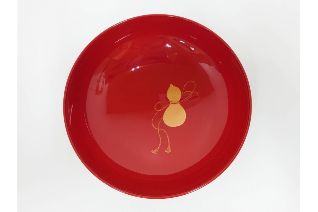 輪島塗　木製　蒔絵が美しい吸物椀(桂月堂)5点・銘々皿(寛山)5点セット　共箱付き　(R-087400)