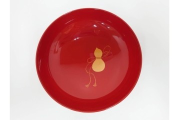 輪島塗　木製　蒔絵が美しい吸物椀(桂月堂)5点・銘々皿(寛山)5点セット　共箱付き　(R-087400)