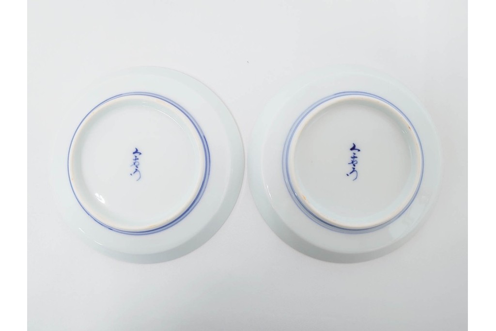 今泉今右衛門　有田焼　錦葵絵の銘々皿(4.1寸)5点・花画の湯呑2点セット　共箱付き　(R-087401)