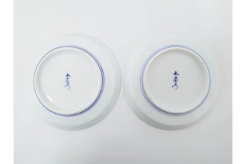 今泉今右衛門　有田焼　錦葵絵の銘々皿(4.1寸)5点・花画の湯呑2点セット　共箱付き　(R-087401)