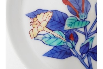 今泉今右衛門　有田焼　5.1寸　錦白粉花絵の銘々皿5点セット　共箱付き　(R-087402)