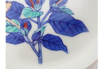 今泉今右衛門　有田焼　5.1寸　錦白粉花絵の銘々皿5点セット　共箱付き　(R-087402)