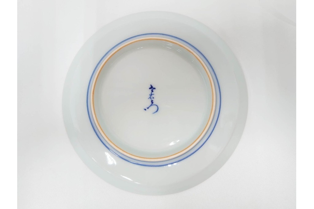 今泉今右衛門　有田焼　5.1寸　錦白粉花絵の銘々皿5点セット　共箱付き　(R-087402)