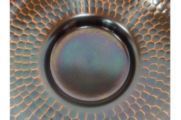 純銅手打の茶托5点/瑞正造　銅製鋲打の茶筒・鎚目模様の托子10点/玉川堂　計15点セット　共箱付き　(R-087403)