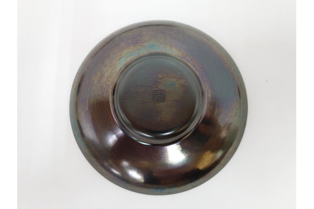 純銅手打の茶托5点/瑞正造　銅製鋲打の茶筒・鎚目模様の托子10点/玉川堂　計15点セット　共箱付き　(R-087403)
