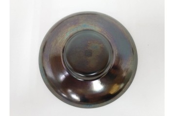 純銅手打の茶托5点/瑞正造　銅製鋲打の茶筒・鎚目模様の托子10点/玉川堂　計15点セット　共箱付き　(R-087403)