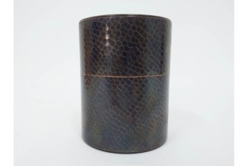 純銅手打の茶托5点/瑞正造　銅製鋲打の茶筒・鎚目模様の托子10点/玉川堂　計15点セット　共箱付き　(R-087403)