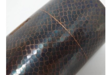 純銅手打の茶托5点/瑞正造　銅製鋲打の茶筒・鎚目模様の托子10点/玉川堂　計15点セット　共箱付き　(R-087403)