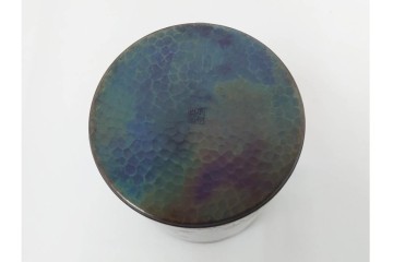純銅手打の茶托5点/瑞正造　銅製鋲打の茶筒・鎚目模様の托子10点/玉川堂　計15点セット　共箱付き　(R-087403)