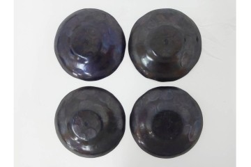 純銅手打の茶托5点/瑞正造　銅製鋲打の茶筒・鎚目模様の托子10点/玉川堂　計15点セット　共箱付き　(R-087403)