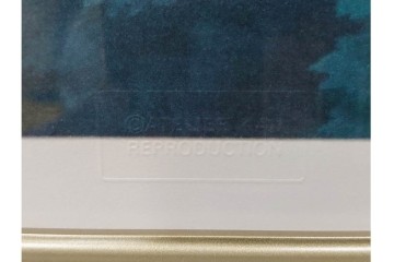 真作　新復刻画　東山魁夷　監修 東山すみ　HC/250　「青い谷」　霧に包まれた深い森と滝が美しいリトグラフ　外箱付き　(R-087404)