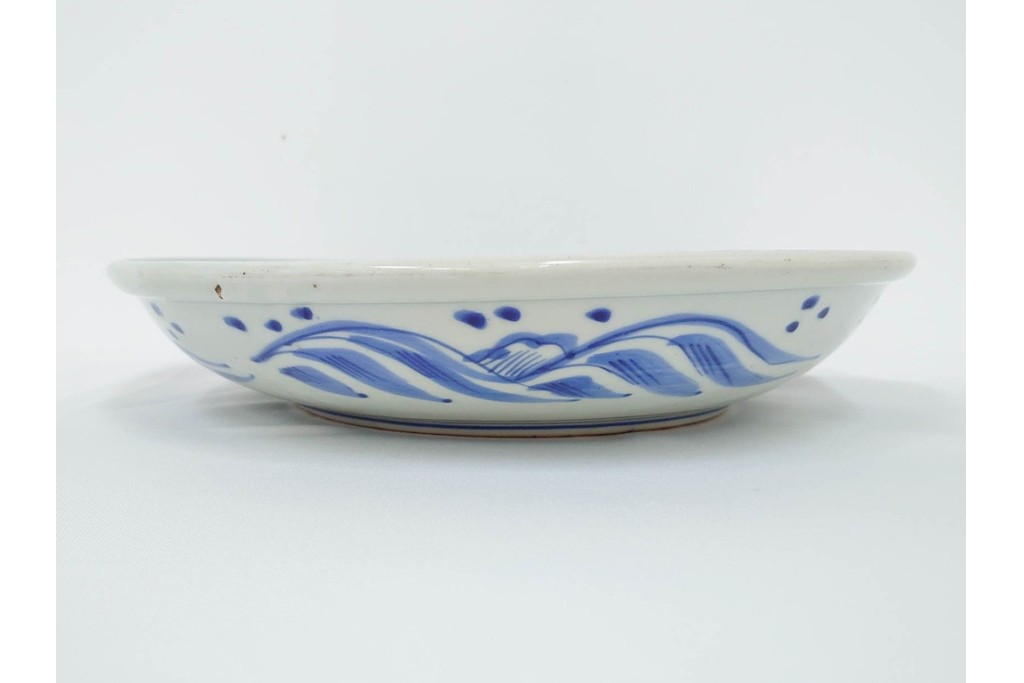 幕末から明治期　伊万里　染付　約31cm　一尺　のびやかな花唐草文が美しい大皿　(R-087410)