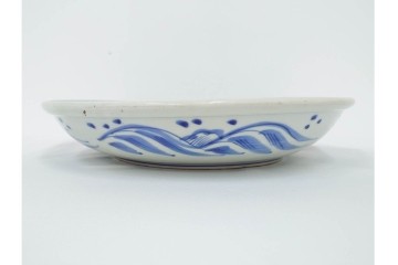 幕末から明治期　伊万里　染付　約31cm　一尺　のびやかな花唐草文が美しい大皿　(R-087410)