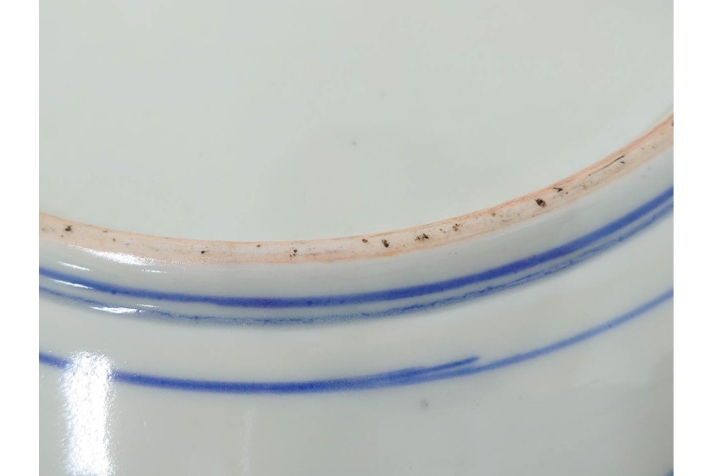 幕末から明治期　伊万里　染付　約31cm　一尺　のびやかな花唐草文が美しい大皿　(R-087410)