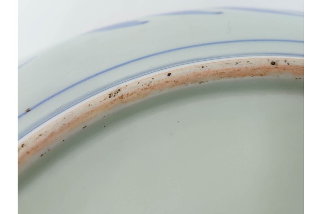 幕末から明治期　伊万里　染付　約31cm　一尺　のびやかな花唐草文が美しい大皿　(R-087410)