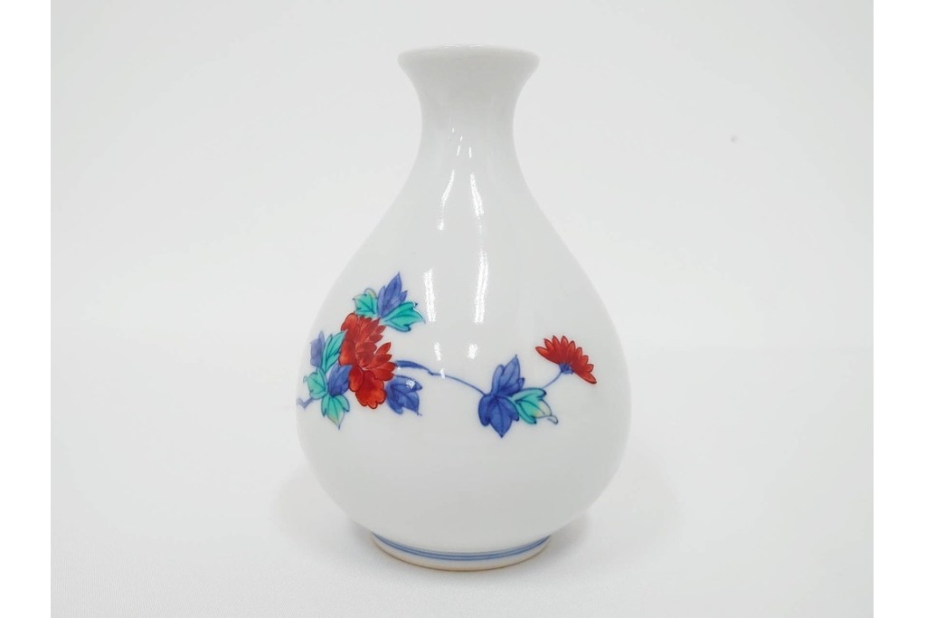 今泉今右衛門　有田焼　錦牡丹絵の花瓶(高さ約13cm)・錦桃画の摘入小鉢6点セット　(R-087411)