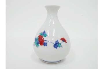 今泉今右衛門　有田焼　錦牡丹絵の花瓶(高さ約13cm)・錦桃画の摘入小鉢6点セット　(R-087411)