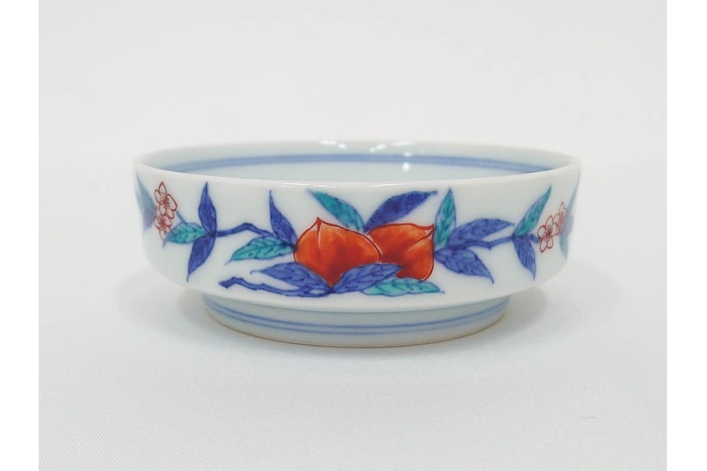 今泉今右衛門　有田焼　錦牡丹絵の花瓶(高さ約13cm)・錦桃画の摘入小鉢6点セット　(R-087411)