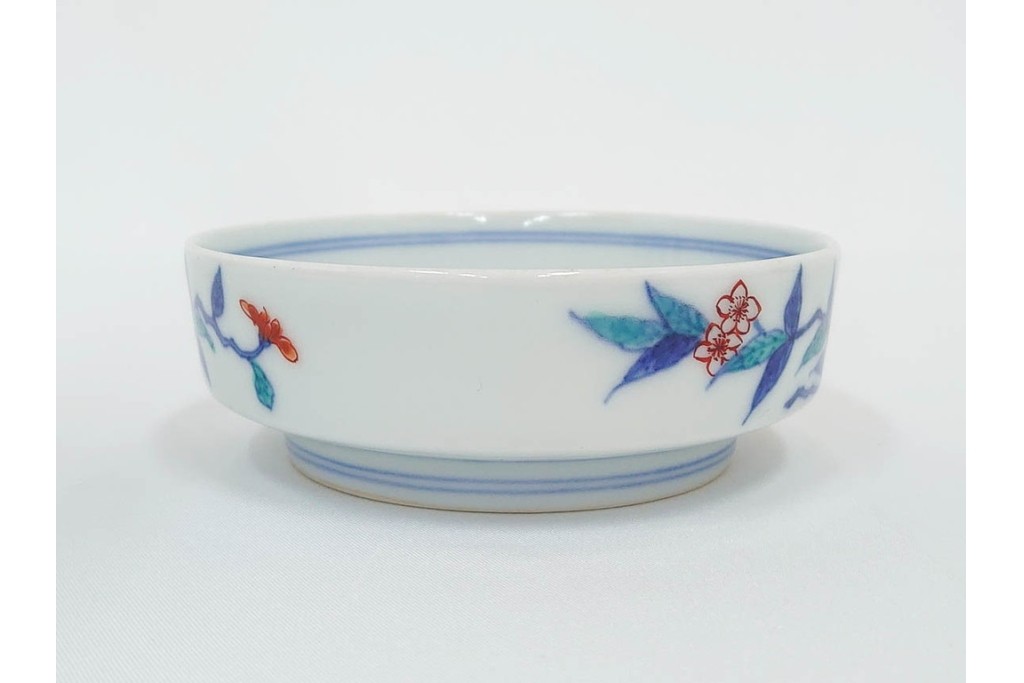 今泉今右衛門　有田焼　錦牡丹絵の花瓶(高さ約13cm)・錦桃画の摘入小鉢6点セット　(R-087411)