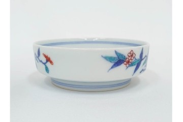 今泉今右衛門　有田焼　錦牡丹絵の花瓶(高さ約13cm)・錦桃画の摘入小鉢6点セット　(R-087411)