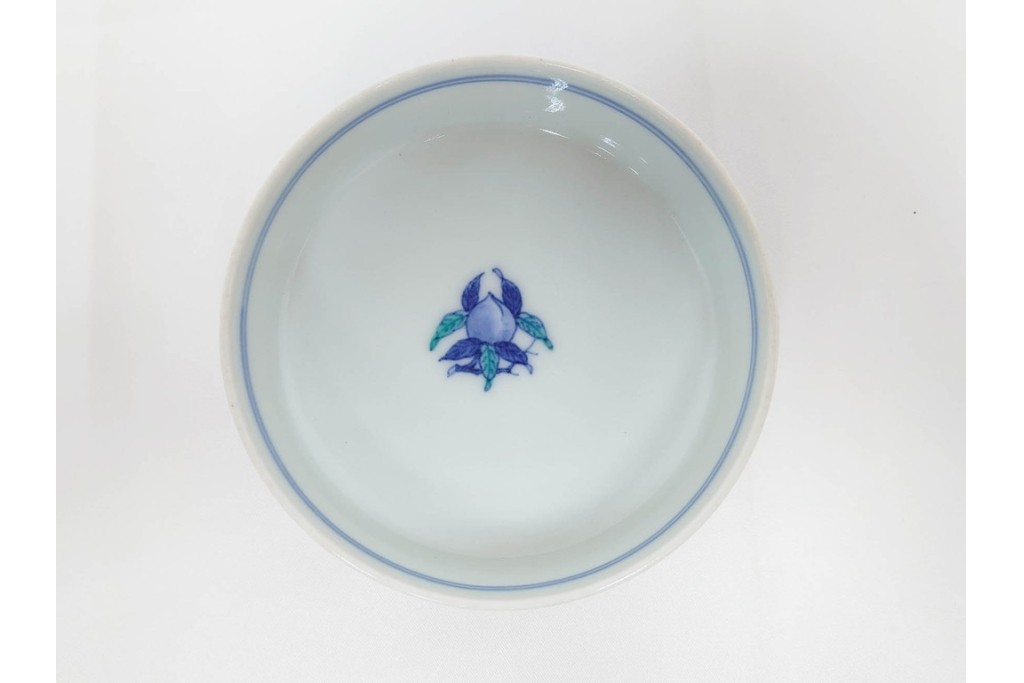 今泉今右衛門　有田焼　錦牡丹絵の花瓶(高さ約13cm)・錦桃画の摘入小鉢6点セット　(R-087411)