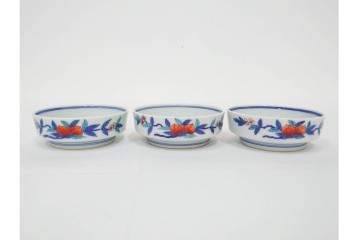 今泉今右衛門　有田焼　錦牡丹絵の花瓶(高さ約13cm)・錦桃画の摘入小鉢6点セット　(R-087411)