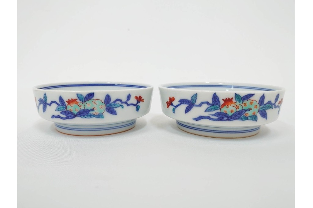 今泉今右衛門　有田焼　錦牡丹絵の花瓶(高さ約13cm)・錦桃画の摘入小鉢6点セット　(R-087411)