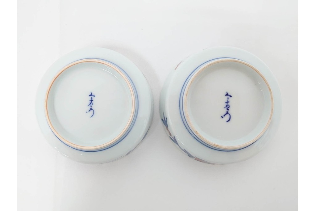 今泉今右衛門　有田焼　錦牡丹絵の花瓶(高さ約13cm)・錦桃画の摘入小鉢6点セット　(R-087411)