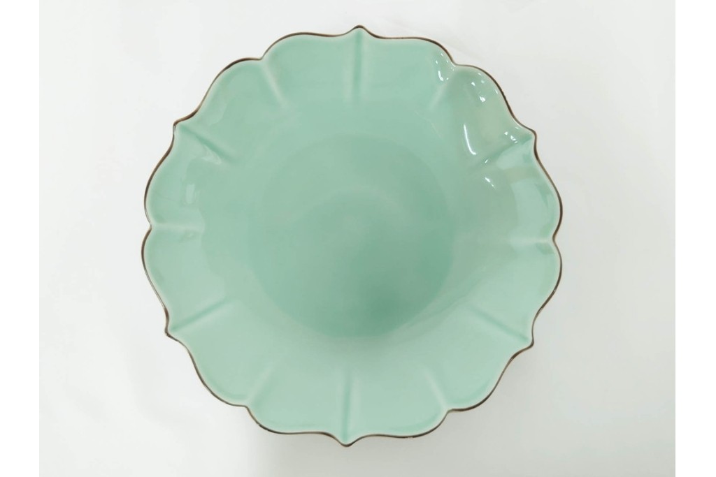 深川製磁　百年庵　和皿揃　笹青磁の皿5枚セット　共箱付き　(R-087413)