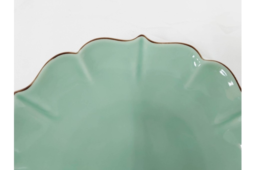 深川製磁　百年庵　和皿揃　笹青磁の皿5枚セット　共箱付き　(R-087413)