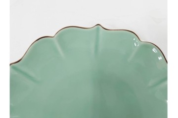 深川製磁　百年庵　和皿揃　笹青磁の皿5枚セット　共箱付き　(R-087413)