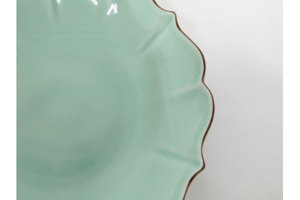 深川製磁　百年庵　和皿揃　笹青磁の皿5枚セット　共箱付き　(R-087413)