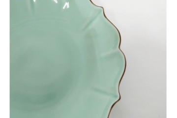 深川製磁　百年庵　和皿揃　笹青磁の皿5枚セット　共箱付き　(R-087413)