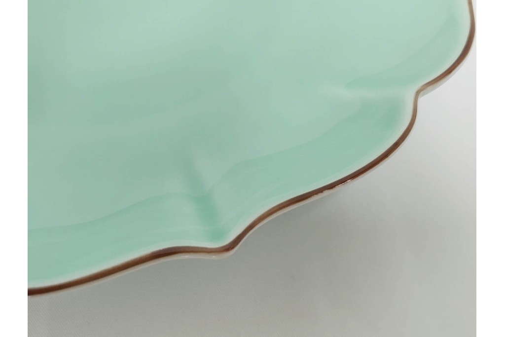 深川製磁　百年庵　和皿揃　笹青磁の皿5枚セット　共箱付き　(R-087413)