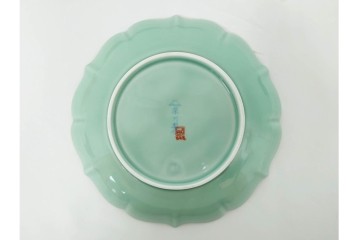 深川製磁　百年庵　和皿揃　笹青磁の皿5枚セット　共箱付き　(R-087413)