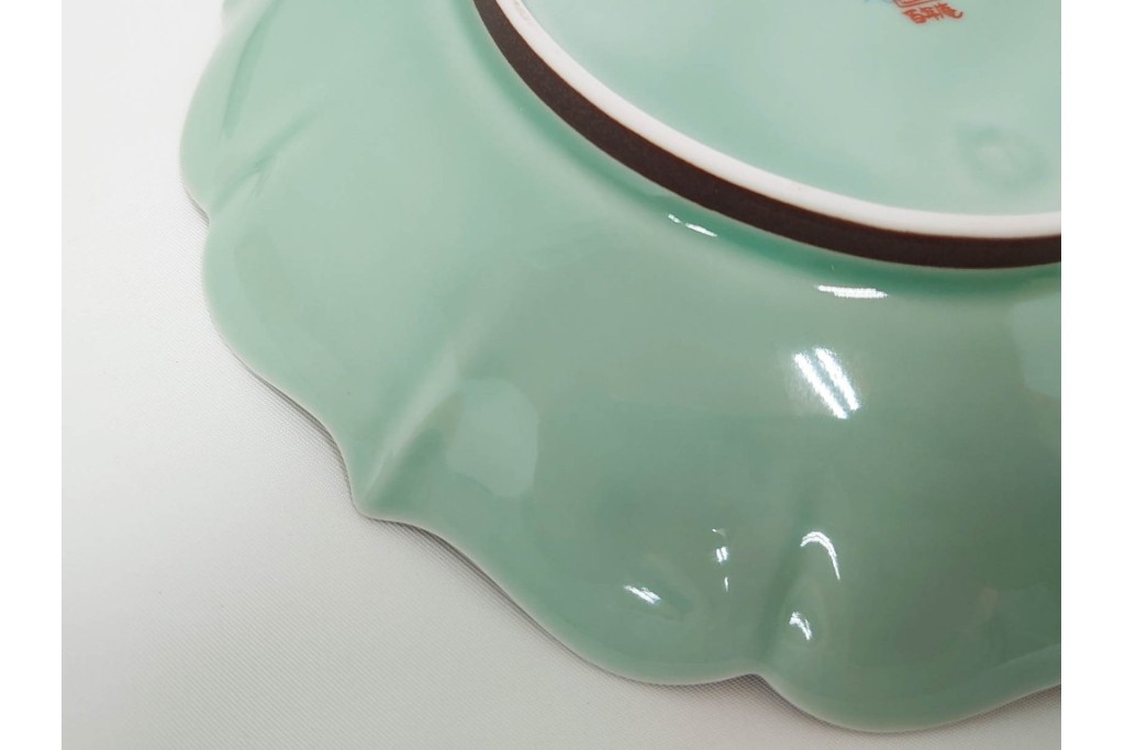 深川製磁　百年庵　和皿揃　笹青磁の皿5枚セット　共箱付き　(R-087413)