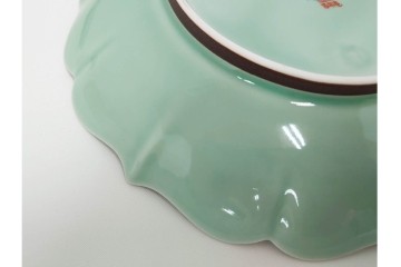 深川製磁　百年庵　和皿揃　笹青磁の皿5枚セット　共箱付き　(R-087413)