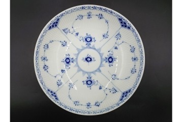 デンマーク製　ROYAL COPENHAGEN(ロイヤルコペンハーゲン)　ブルーフルーテッド　ハーフレースのコンポート　(R-087414)