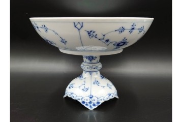デンマーク製　ROYAL COPENHAGEN(ロイヤルコペンハーゲン)　ブルーフルーテッド　ハーフレースのコンポート　(R-087414)